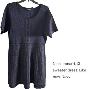 Nina Leonard Navy sweater dress